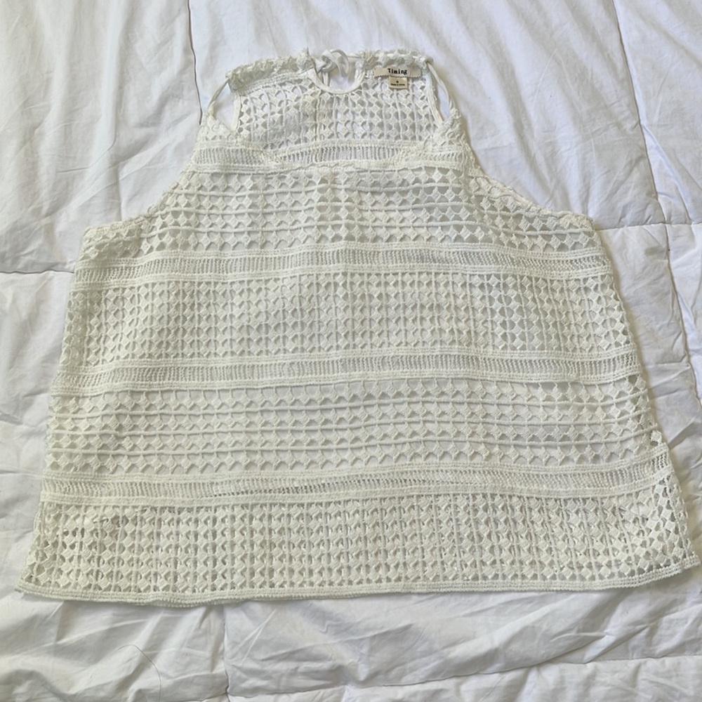 White Laced Tank Top